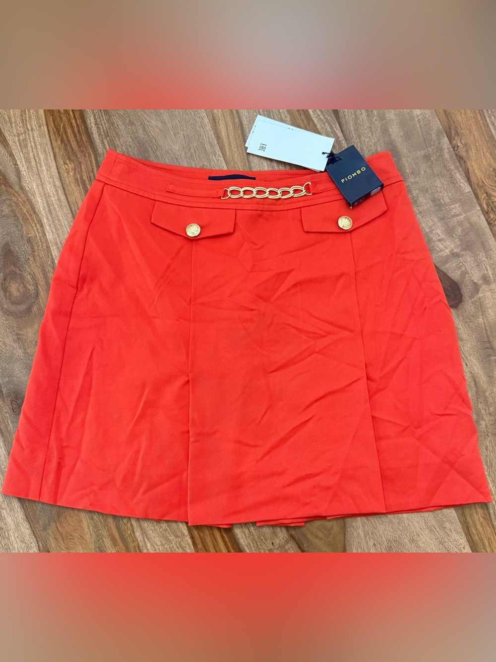 Piombo Blood Orange Chain-Accent Women's Skirt - Picture 2 of 5